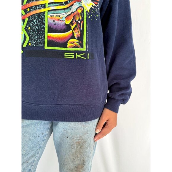 90s vintage navy blue outdoor winter sports skiing ski graphic pullover sweater - Picture 7 of 9